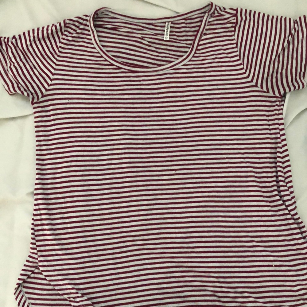 Red & Gray striped shirt sleeve shirt